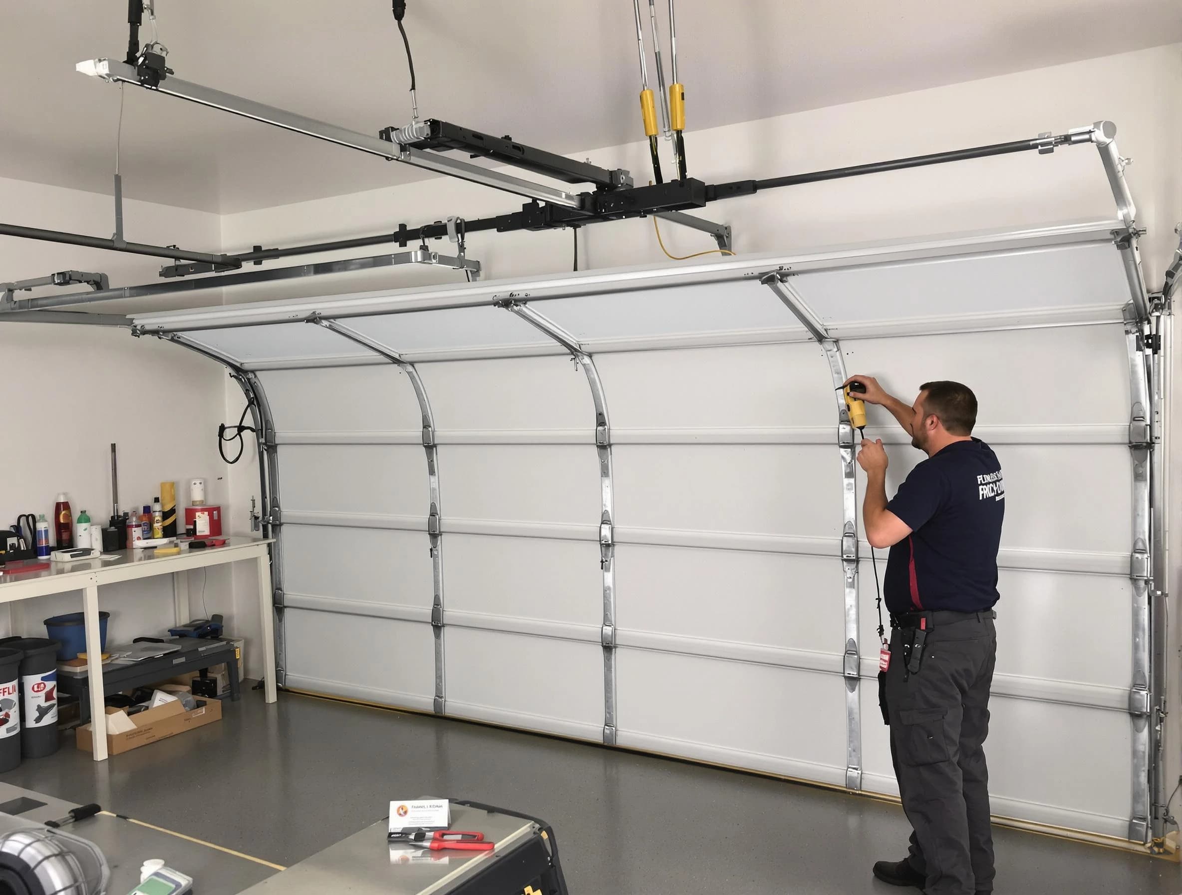 Lower Burrell Garage Door Repair certified technician performing overhead door system repair in Lower Burrell
