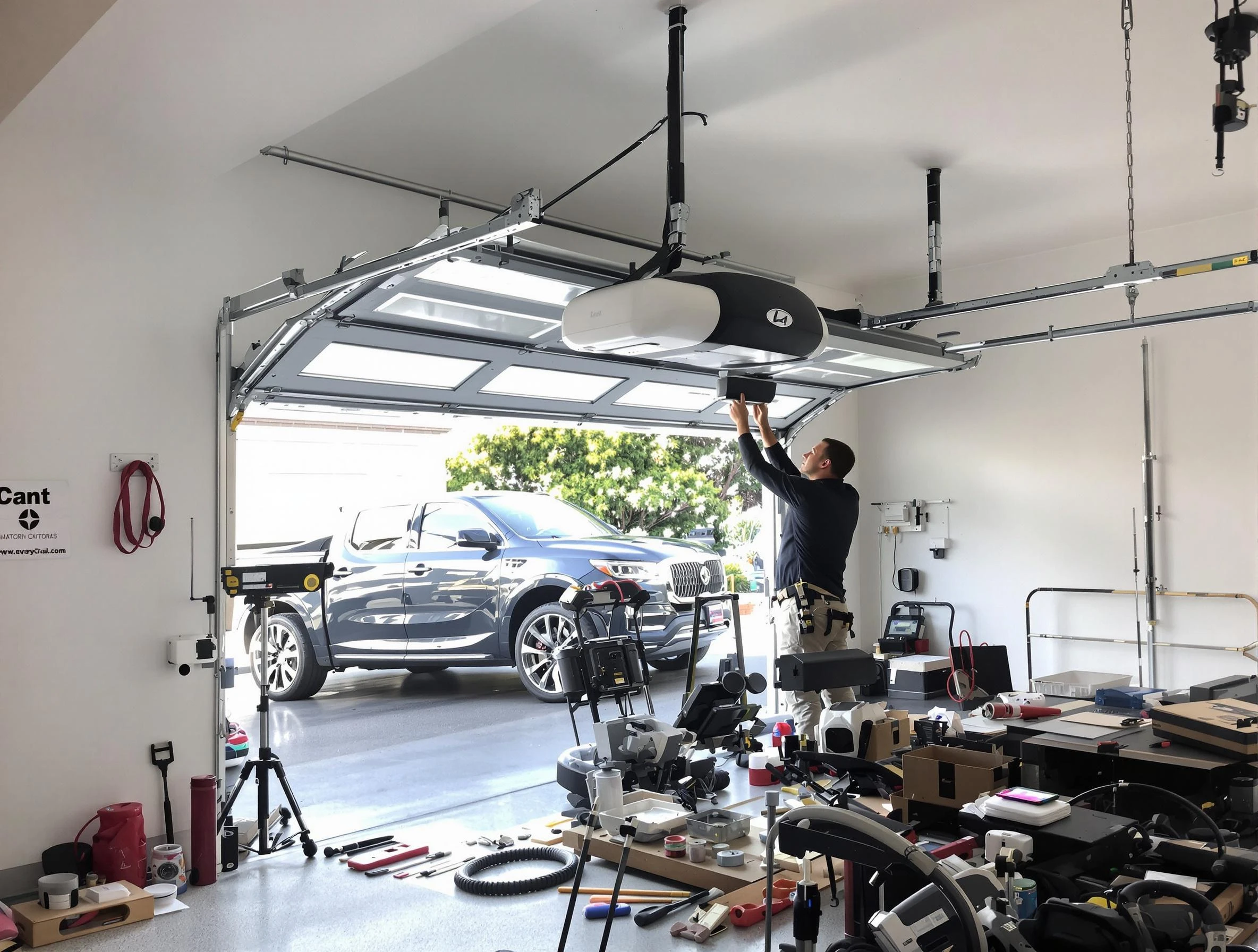 Lower Burrell Garage Door Repair specialist installing smart garage door opener system in Lower Burrell home