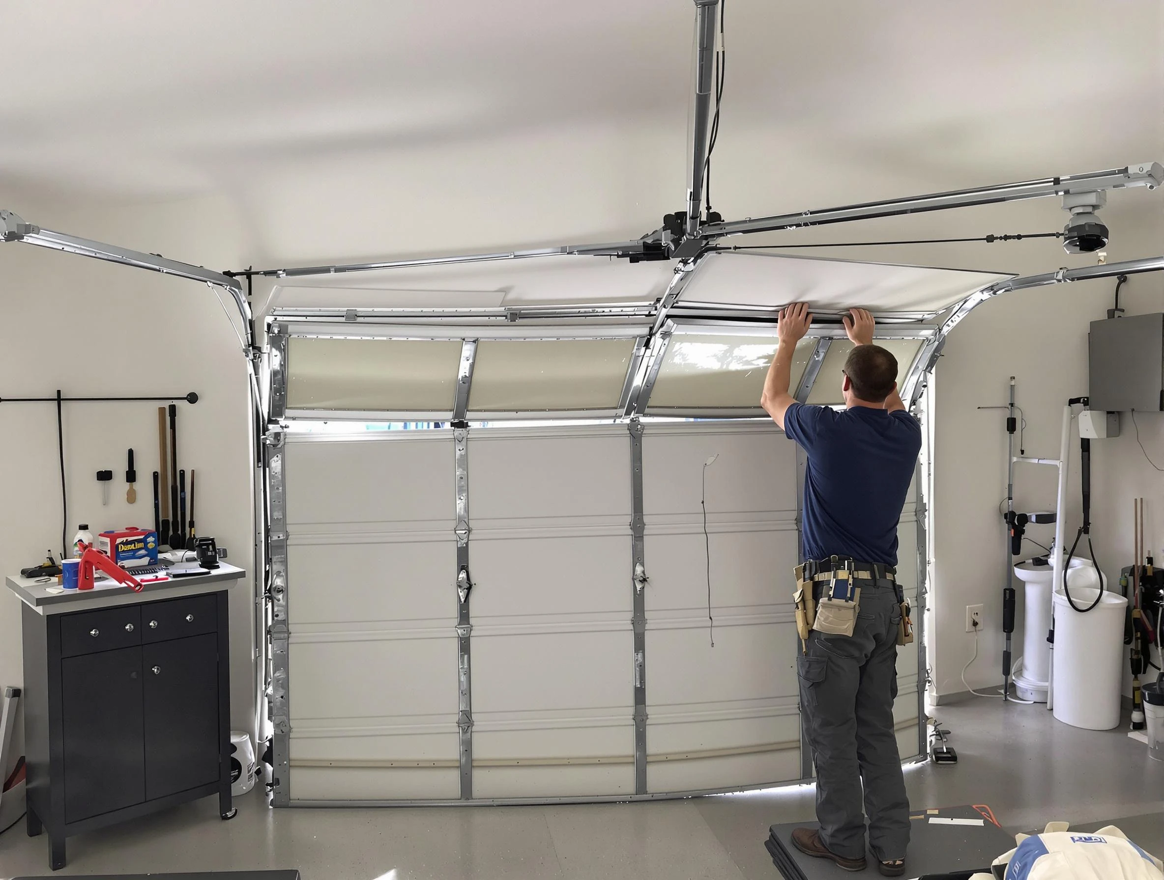 Lower Burrell Garage Door Repair specialist performing precise section replacement on Lower Burrell garage door